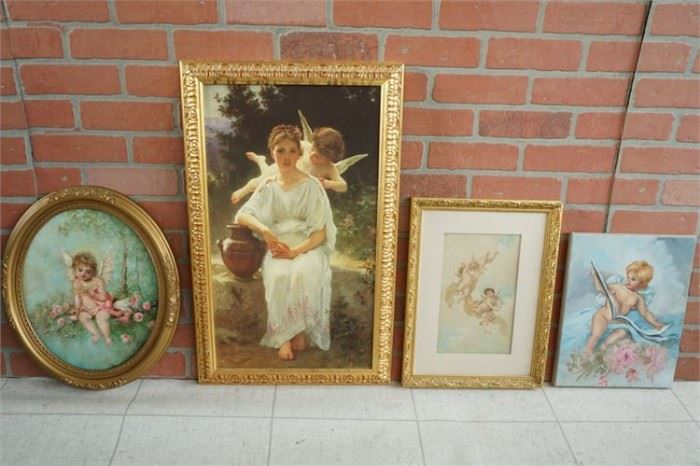 140. x4 Lot Framed Painting of Angels