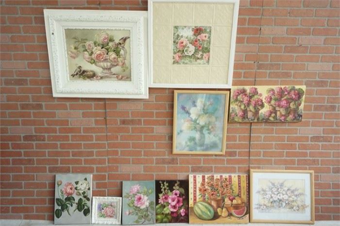 144. x10 Lot of Rose and Floral Paintings