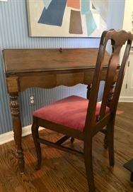 Vintage Ladies' Writing Desk. Some imperfections. But a nice piece. Height 34", Width 31.5", Depth 18",     Chair in a separate listing.