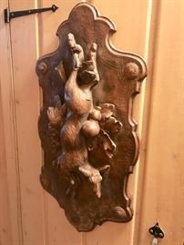 Deer Relief. Composite, carved (looks like wood) heavy, plaque. Approx. 14' by 28"