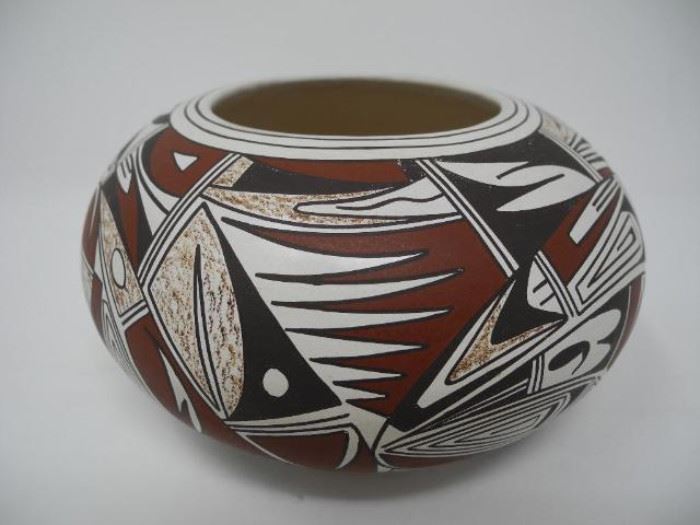 Native American Hopi-Tewa Hand Coiled Pottery Vase by Joy Navasie