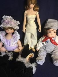 Four Large Porcelain Dolls