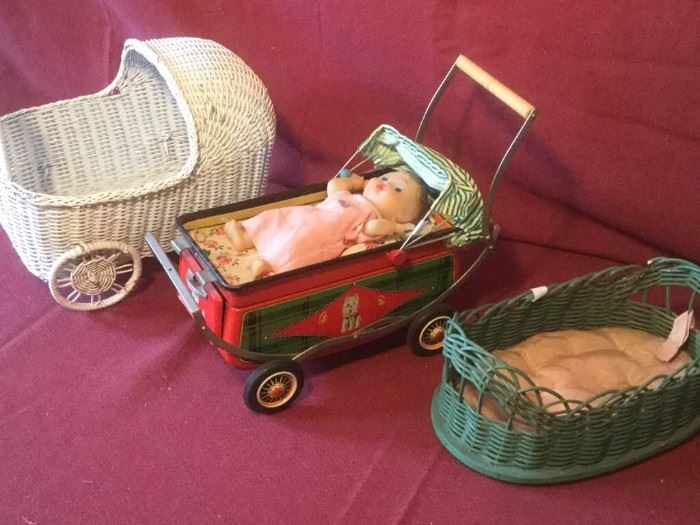 Tin Stroller and Baskets