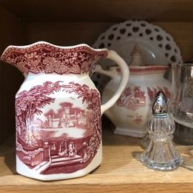 colorful transfer ware of ceramics.