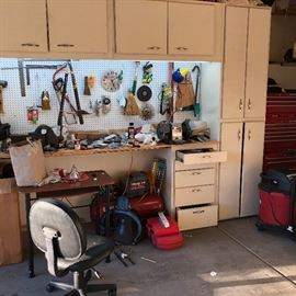Garage is full of power tools and hand tools. compressor, and much more. 
