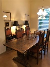 Refectory table with 8 beautiful  leather chairs.