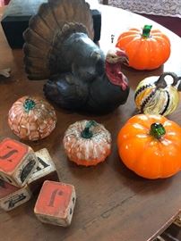assortment of thanksgiving decorations. 