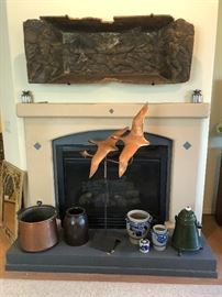 copper pot, coffee pot and glased pots