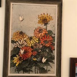 Mid Century Modern still life of flowers. 