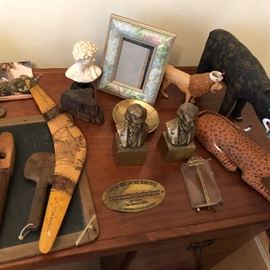 Boom a rang. assortment of relics and collectable.