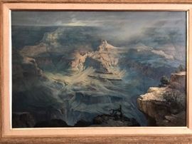 Grand oil on canvas painting of the of the Grand Canyon by C. Love.