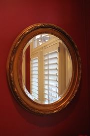Oval mirror,  beveled glass