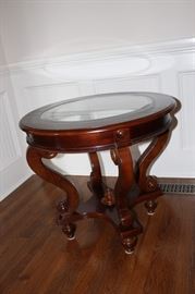 Side table with glass insert