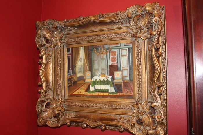 Another architectural oil, ornately framed