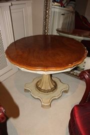 Round center hall table, single pedestal base