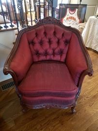 Matching chair in red silk