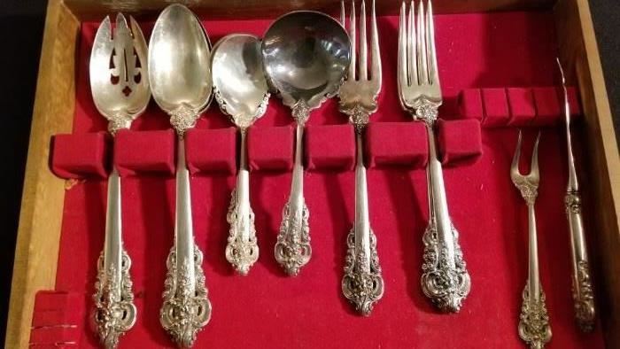 Wallace Grande Baroque sterling silver flatware set- service for 12 people.