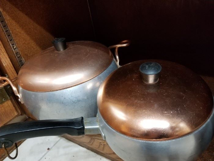 Vintage Hillite Copper Top saucepans