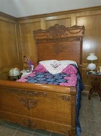 Tiger oak antique bed