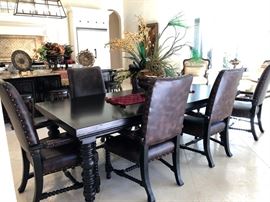 Tommy Bahama DINING TABLE AND CHAIRS. 