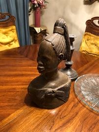 Hand Carved Stone African Bust