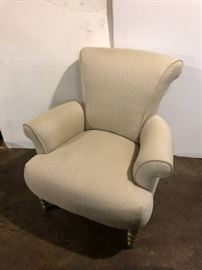 Offwhite designer side chair with Deco legs