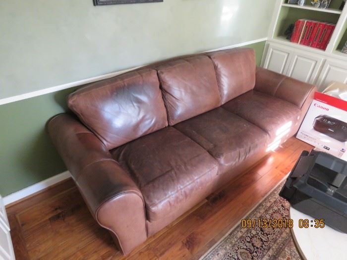 Leather couch.
