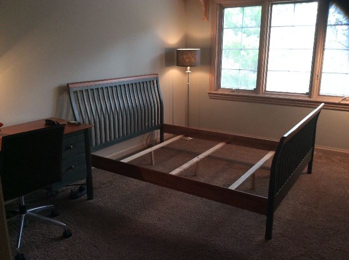 Full size bed frame and desk