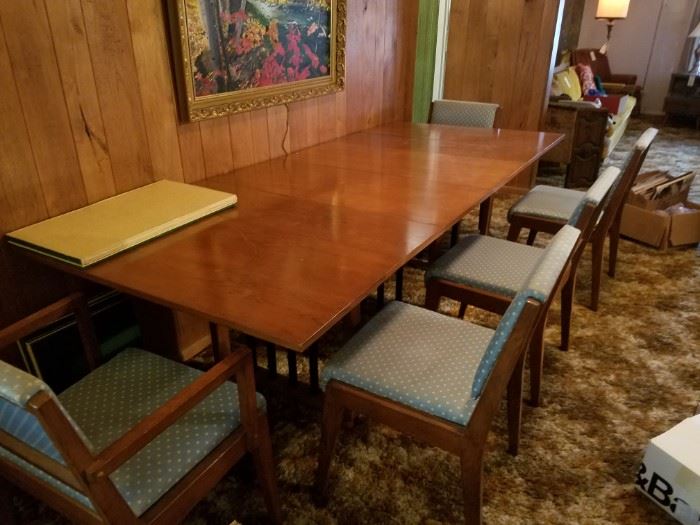 Rockford National Furniture Company dining table, chairs and pads