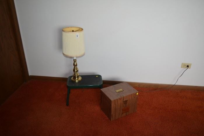 Table Lamp, Stool,  & File Cabinet