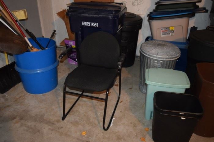 Chair & Garbage Cans
