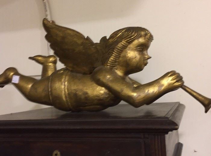 Large Carved & Gilt Figure of an Angel