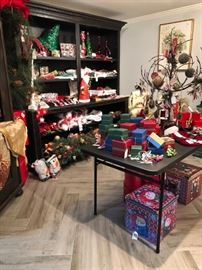 Boxed ornaments, table linens, napkin rings, chair covers, garlands and more!