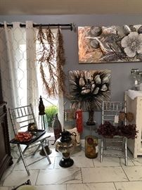 Wall art, decor, chairs