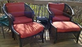 Patio Arm Chairs with Ottomans