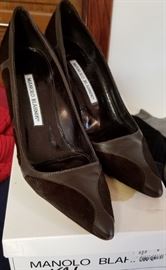 Ladies Shoes Manolo Blahnik Brown Pony
