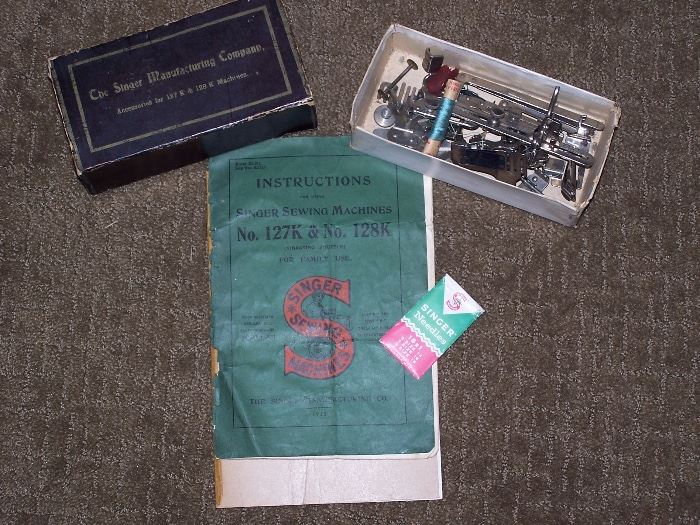 Singer Sewing Macine Manual from 1913 and Accessories