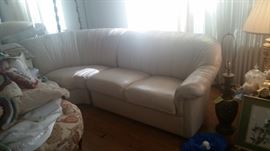 View 2 Custom Leather Sectional in Cream Color