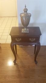 Queen Anne style side table with brass ornamentation