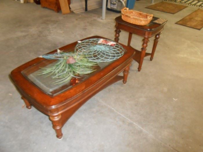 Glass top coffee table + accent items