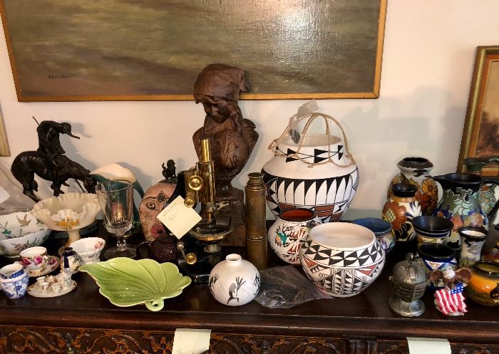 Collection of Gouda Holland pottery & Native American pottery