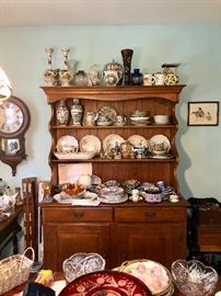 Pine Step Back cabinet & china Heywood Wakefield