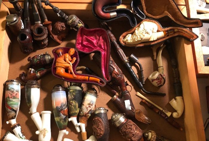 Pipes Meerschaum, Porcelain Snuff Pipes, Water pipes, carved wood pipes
