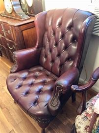 Leather wing chair