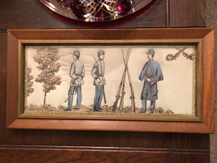 Antique quilted military scene