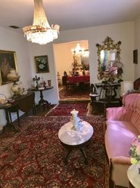 Victorian furniture and furnishings.  Chandeliers are for sale