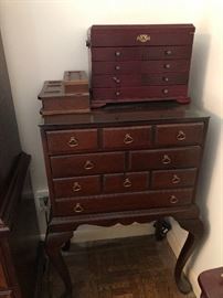 Some of the jewelry cases and cabinets