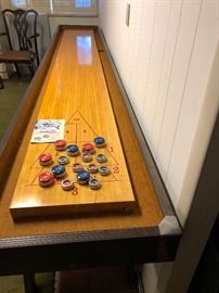 AMERICAN SHUFFLEBOARD.  12’ shuffleboard table with accessories, excellent condition.  Pre-sale allowed.