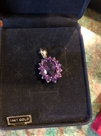 14k gold amethyst pendant