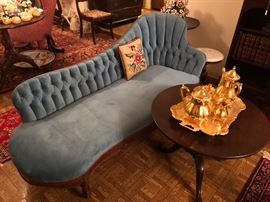 Antique velvet fainting couch